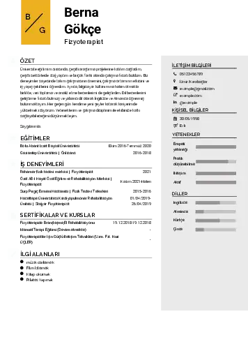 Fizyoterapist Cv Örnekleri cv indir
